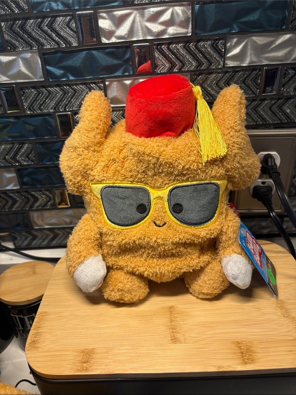 FRIENDS Orange Monster Plush with Red Fez and Yellow Sunglass Frames